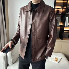 Threebooy  Fashion Men Casual Leather Jackets Winter New Jacket Street Style Male Inside Thick Coats Men's Leather Jacket S-5XL