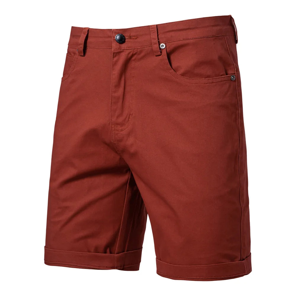 Threebooy Men's Summer Slim-fit British Shorts Light Luxury Stylish Popular Clothes Leisure Cargos Streetwear Button-down Half-pants 30-38