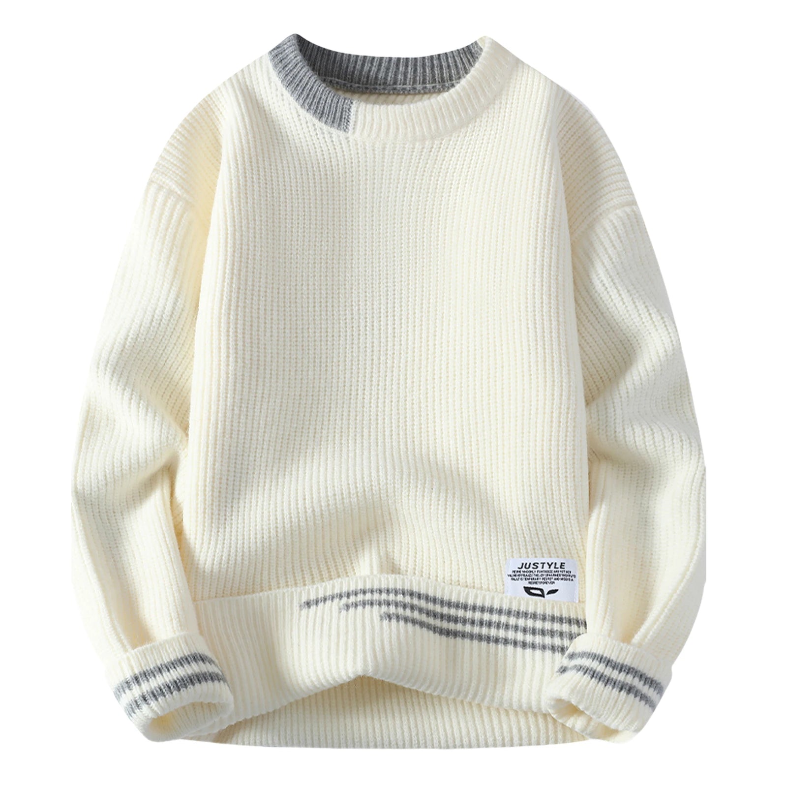 Threebooy Men Retro Color Collision Twist Sweater Loose Fit Round Neck Knit Jumper Pullover Autumn Winter Casual 4 Colors Knitted Sweaters