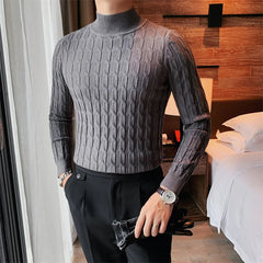 Threebooy Autumn Winter Turtleneck Fashion Simple Slim Sweater Men Clothing High Collar Casual Pullovers Knit Shirt Plus size S-3XL