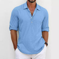 Threebooy All Seasons Men's Turn Collar Cotton Long Sleeve Shirt Youth Personality Button Top Quality Shirts For Men