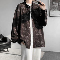Threebooy Spring Summer Printed Long Sleeve Shirts Man Casual Oversize Blouse Fashion Male Cardigan Korean Clothing Plus Size 5XL-M