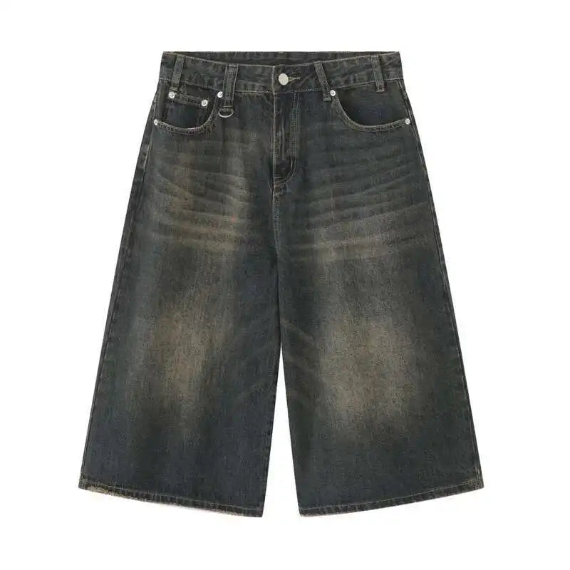 Threebooy  American Style Men's Shorts Camouflage Calf-Length Pants Straight Wide Leg Male Short Jeans Summer Fashion Bottom