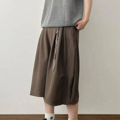 Threebooy  Lightweight Men's Summer Wide-leg Cropped Pants Straight Loose Shorts Simple Fashion All-match Clothing