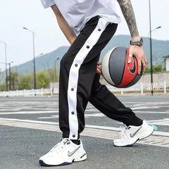 Threebooy  New Men Button Up Training Pants Breathable Basketball Workout Joggers
