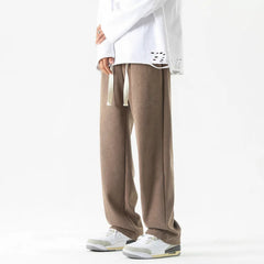 Threebooy Winter Fashion Casual Trend Straight Loose Sports Pants Solid Striped Corduroy Pockets Patchwork Drawstring Wide Leg Trousers