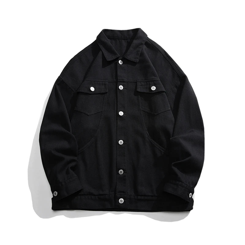 Threebooy Told Tale Spring New Solid Lapel Denim Jackets Plus Size 5XL-M Men Clothing Turn Down Collar Loose Casual Cotton Coats Men