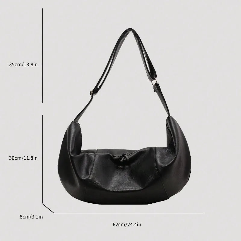 Threebooy Stylish Dumpling Shaped PU Crossbody Bag for Men, Suitable for Casual Outings and Large Capacity Needs