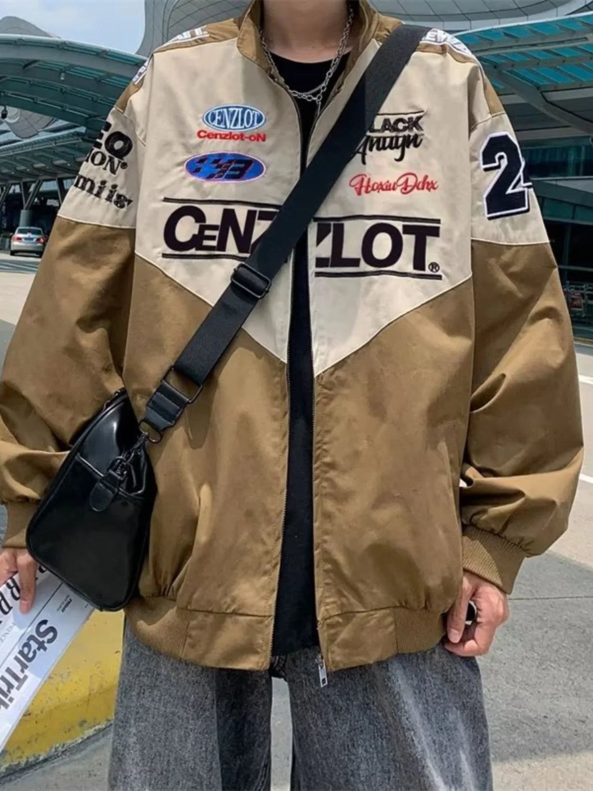 Threebooy  Retro Racing Jacket Men's High-end Motorcycle Jacket Spring Autumn Ins Fashion Brand Fashion Trend Embroidered Baseball Uniform