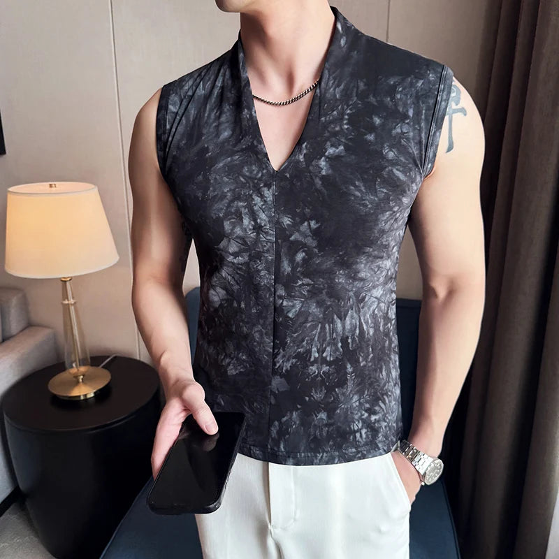 Threebooy  Summer New Men's Pure Cotton Tank Top Fashion High Quality Sleeveless V-neck Breathable Slimming Tank Top T-shirt