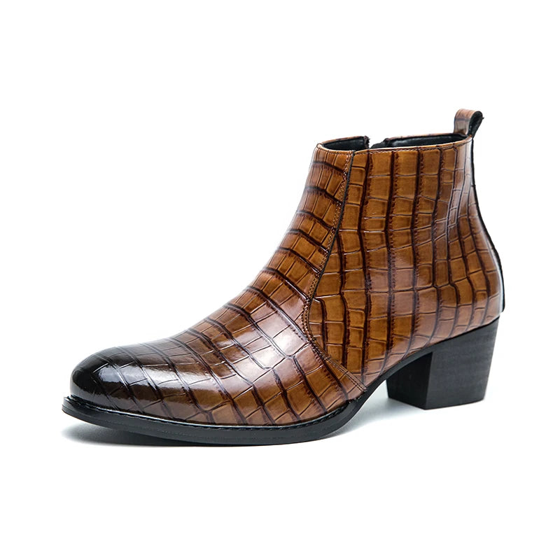 Threebooy  British Style Men's Business Short Boots High-end Banquet Dress Boots Winter Men's Fashionable High Top Shoes Pointed Toe Boots