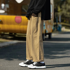 Threebooy Men's Fashion Trend Straight Pants High-quality Overalls Black/khaki Color Trousers Loose Vintage Cargo Casual Pants M-5XL