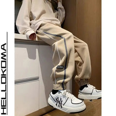 Threebooy Hong Kong Style Street Pants Spring and Autumn Style Personalized Spliced Trousers Youth Trendy College Style Versatile Trousers