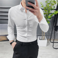 Threebooy High Quality Summer Long Sleeve Striped Shirts For Men Clothing Simple Luxury Slim Fit Business Casual Formal Wear Blouses S-4XL