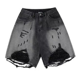 Threebooy Hip Hop Men's Shorts Summer High Street Man Denim Short Knee Length Pants