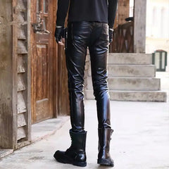 Threebooy Black Motorcycle Leather Pants Gothic Skinny Fashion Faux Pu Leather Leggings Hip Hop Harajuku Waterproof Street 6XL