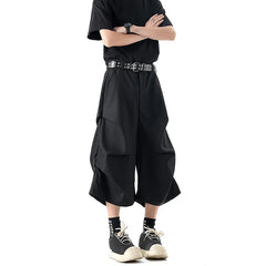 Threebooy  New Wide Leg Casual Pants mens Loose Fit Elastic Waist Outdoor Sport Capri Wrinkle Design Comfy Trousers for Women Men