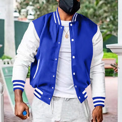 Threebooy  Autumn and Winter Fleece Classic Loose Casual Stand Collar Button Men's Baseball Uniform Flight Jacket