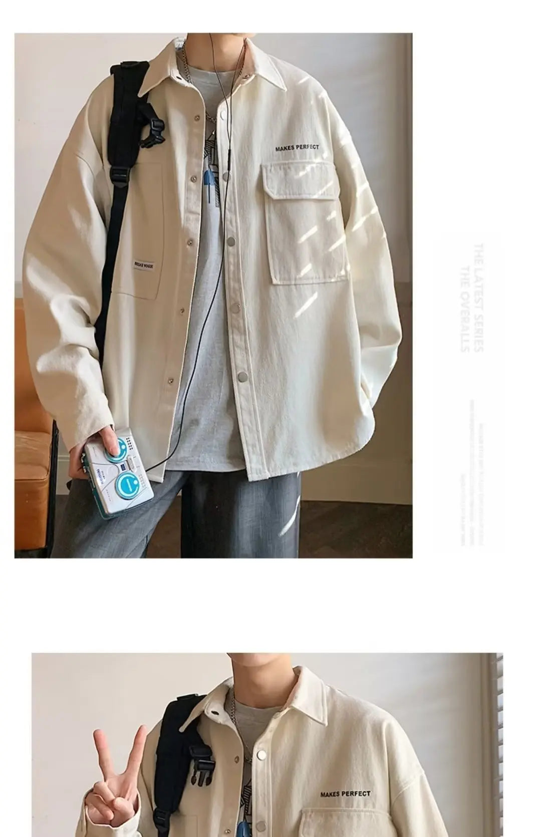Threebooy Men's shirt jacket Spring high-quality teenagers early autumn work cardigan jacket Japanese casual thin autumn clothes