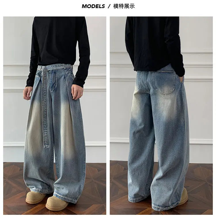 Threebooy Jeans men Wash Light Blue Relaxed Fit 2025 New Arrival High Quality Distressed Denim Pants Men Streetwear Fashion Youth Casual