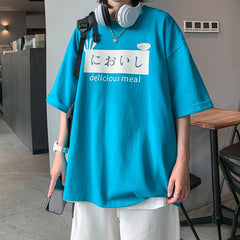 Threebooy Men's Fashion Cartoon Printing Tshirts Cotton Clothes Short Sleeve Top T-shirts High-quality White/black/blue T Shirts