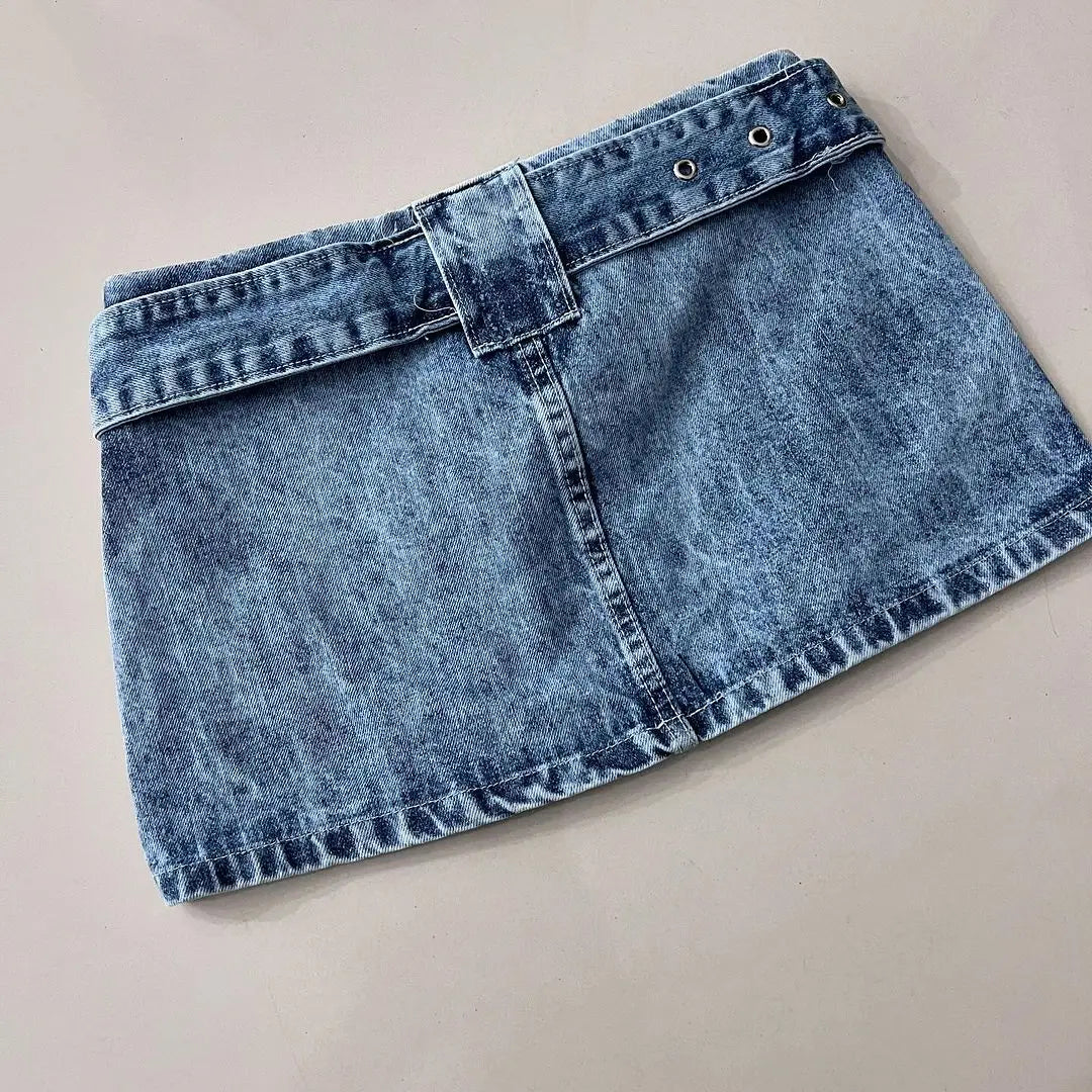 Threebooy Harajuku New Fashion Blue Gothic Mini Skirt Retro Splicing Pocket Zipper Y2k Skirts Womens Slim Sexy Denim Hip Skirt Streetwear