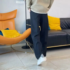 Threebooy Stretch Male Suit Trousers Straight Social Tailoring Wide Leg Men's Summer Pants Elastic Draped Fluid Business 2024 Anti-wrinkle