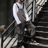 Threebooy Spring And Autumn Mens Casual High Quality Overalls American High Street Hip-Hop Fashion Solid Color Amei Khaji Overalls