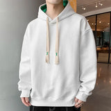 Threebooy Male Clothes Hoodies Sweatshirt for Men Green Solid Hooded Loose Simple One Piece Free Shipping Offers Overfit Autumn Warm Emo S