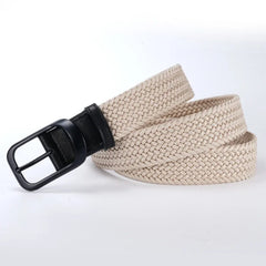 Threebooy  3.4cm Man Belts Luxury Designer Canvas Nylon Elastic Belt Man Stretchable Casual Pin Buckle Belt for Jeans Pants