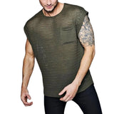 Threebooy Green Knit Mesh Vest Men Transparent Sexy Men's Tank Tops Red See Through Men's Clothing Sleeveless Tee Streetwear