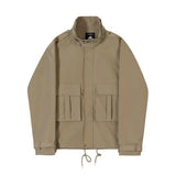 Threebooy Men's Jackets Coat Korean Style Loose Fashion Turn-down Collar Retro Cargo Solid Pockets Temperament  Winter Jacket Male Coat