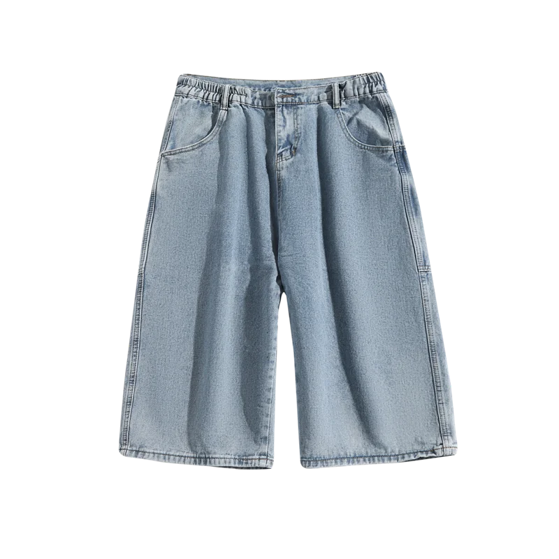 Threebooy  Multi-pockets Cargo Pants Summer Short Jeans Breeches Hip Hop Streetwear Baggy Denim Shorts Casual Wide-leg Capris Pants 5XL-M