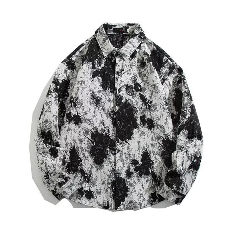 Threebooy Colored Numb Ethnic Style Shirt Men Weaving and Embroidered Spring and Autumn Retro Hong Kong Style Shirt Jacket