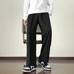 Threebooy  New Fashion Male Suit Pants Light Luxury Draped Cropped Button-down Business Casual Pants Premium Slim-fit Elegant Dress Trouser