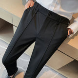 Threebooy  Korean Style Men Spring High Quality Leisure Pants/Male Slim Fit Fashion Solid Color Office Dress Trousers Plus size 29-36