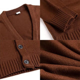 Threebooy Trendy Knitting Cardigan Men Thickened Warm Winter Vintage Buttons Solid Long Sleeve Sweater Cardigan Knitwear