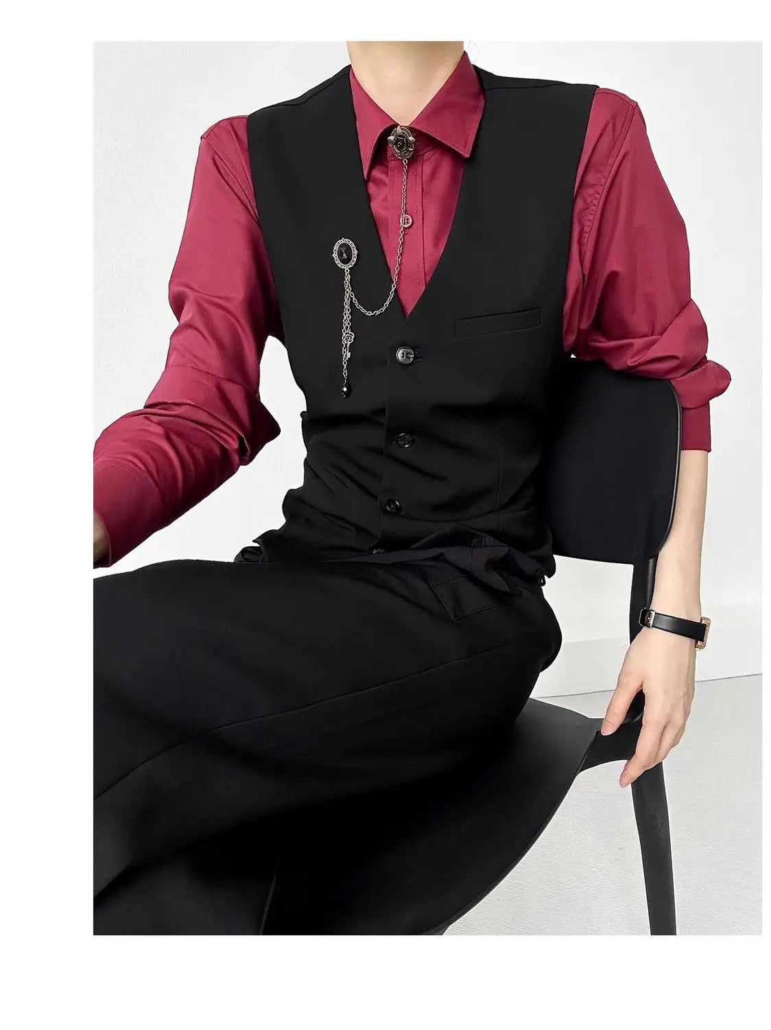 Threebooy High-end Black Gray Suit Vest Fashion Men Women Same Neutral Style Slim Business Casual Blazer Vest Urban Streetwear