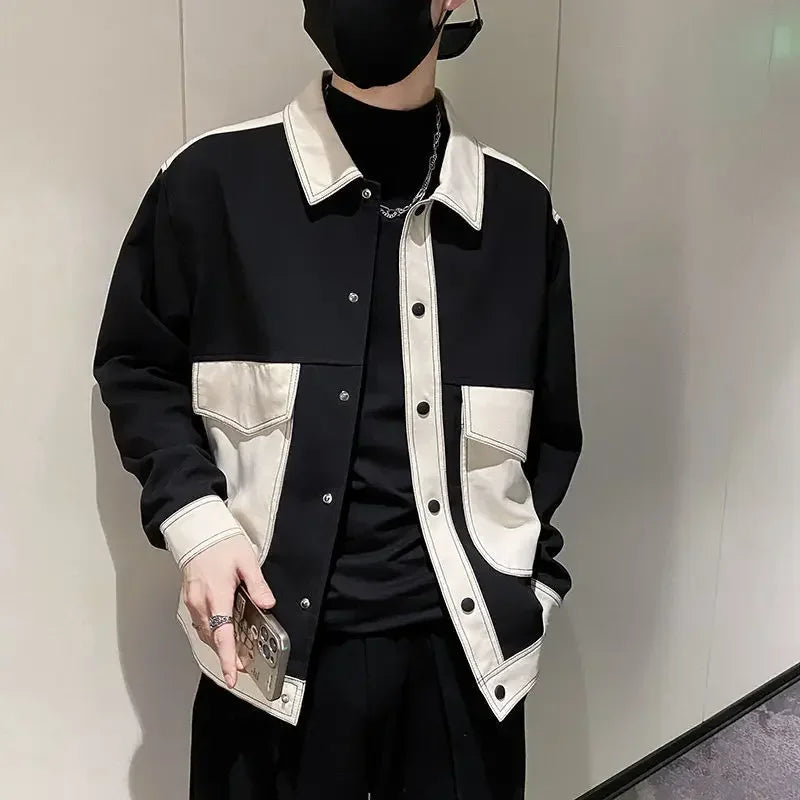 Threebooy Casual Male Coats Zip V Spring Autumn Aesthetic Y2k High Quality Men's Jackets Vintage Deals Cheap Clothes Offer Harajuku New In