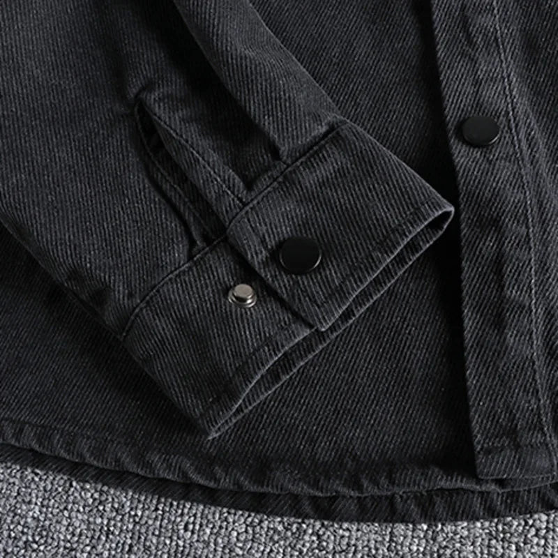 Threebooy  Heavy Cotton Men's Twill Woven Vintage Cargo Long Sleeve Shirt Jacket Autumn Winter Work Style Casual Versatile Youth Shirt Coat