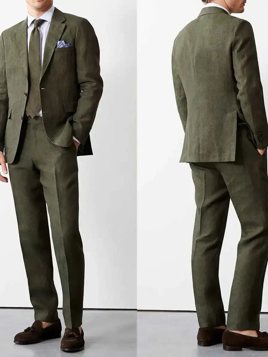 Threebooy  Elegant Men's Suit  Bow Collar 2 Pieces Blazer Pants Single Breasted Business Formal Work Wear