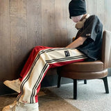 Threebooy Goth Straight Summer Striped Trousers Men's Sweatpants Thin Male Sports Pants Clothing Trend 2024 New in Flated Original Slacks