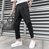 Threebooy  Striped Pants Men Elegant Slim Fit Tight-ankle Suit Trousers Pants For Men Office Party Trousers Mens Dress Pants 29-36