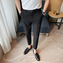 Threebooy  Men Suit Pants Spring Pure Color Business Casual Formal Pants Slim High Quality Men's Fashion Classic Men's Suit Trousers