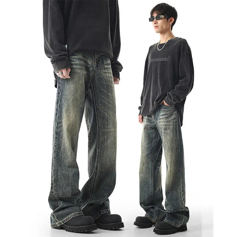 Threebooy  Mens Straight Leg Washed Classic Vintage Denim Jeans Comfort Fit Casual Fashion High Quality Durable Trendy Timeless Trousers