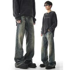 Threebooy  Mens Straight Leg Washed Classic Vintage Denim Jeans Comfort Fit Casual Fashion High Quality Durable Trendy Timeless Trousers