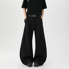 Threebooy Spring New design dress pants Mens Loose Casual Baggy Flowy Soft Black Pleated Wide Leg Pants Men Luxury Designer Emo Clothing