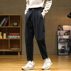 Threebooy Autumn/Winter Woolen Pants Men warm Fashion Retro Multicolor Casual Pants Mens Streetwear Loose Korean Straight Trousers Mens