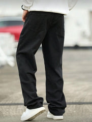 Threebooy  Men's Wide Leg Jeans - Oversized Straight Fit Denim Pants with Casual Drop Crotch
