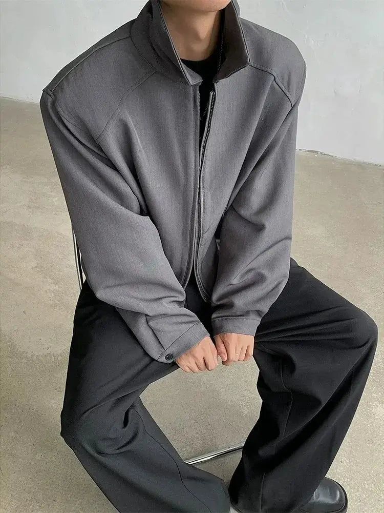Threebooy Black Short Autumn Suit Jacket Male College Preppy Wearing American Baseball Uniforms with High-end Shoulder Pad Jacket Chic